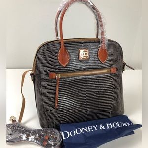 Dooney & Bourke Zip Leather Domed Satchel Lizard Texture w Crossbody Strap NWT